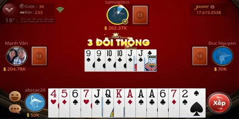 Tiến lên miền Bắc cần kết hợp những lá bài đồng màu